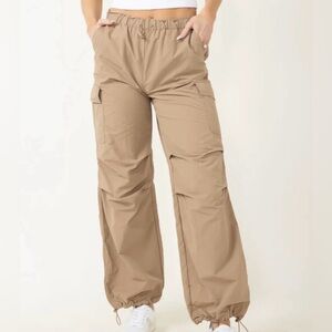Love Tree Tan Parachute Pants with Drawstring Hem NWT